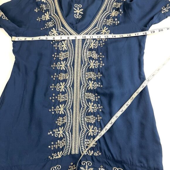 Soft Surroundings Navy Embroidered Tunic - Picture 8 of 9